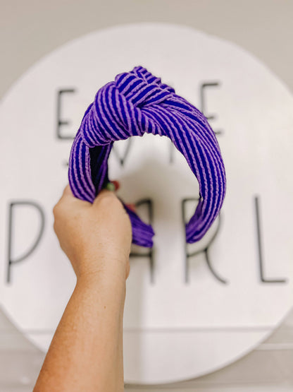 Purple Ribbed Knotted Headband
