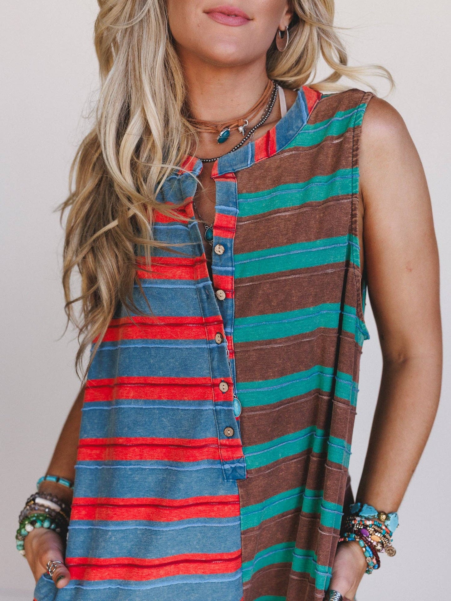 Cruise Lines Jumpsuit - Teal Brown