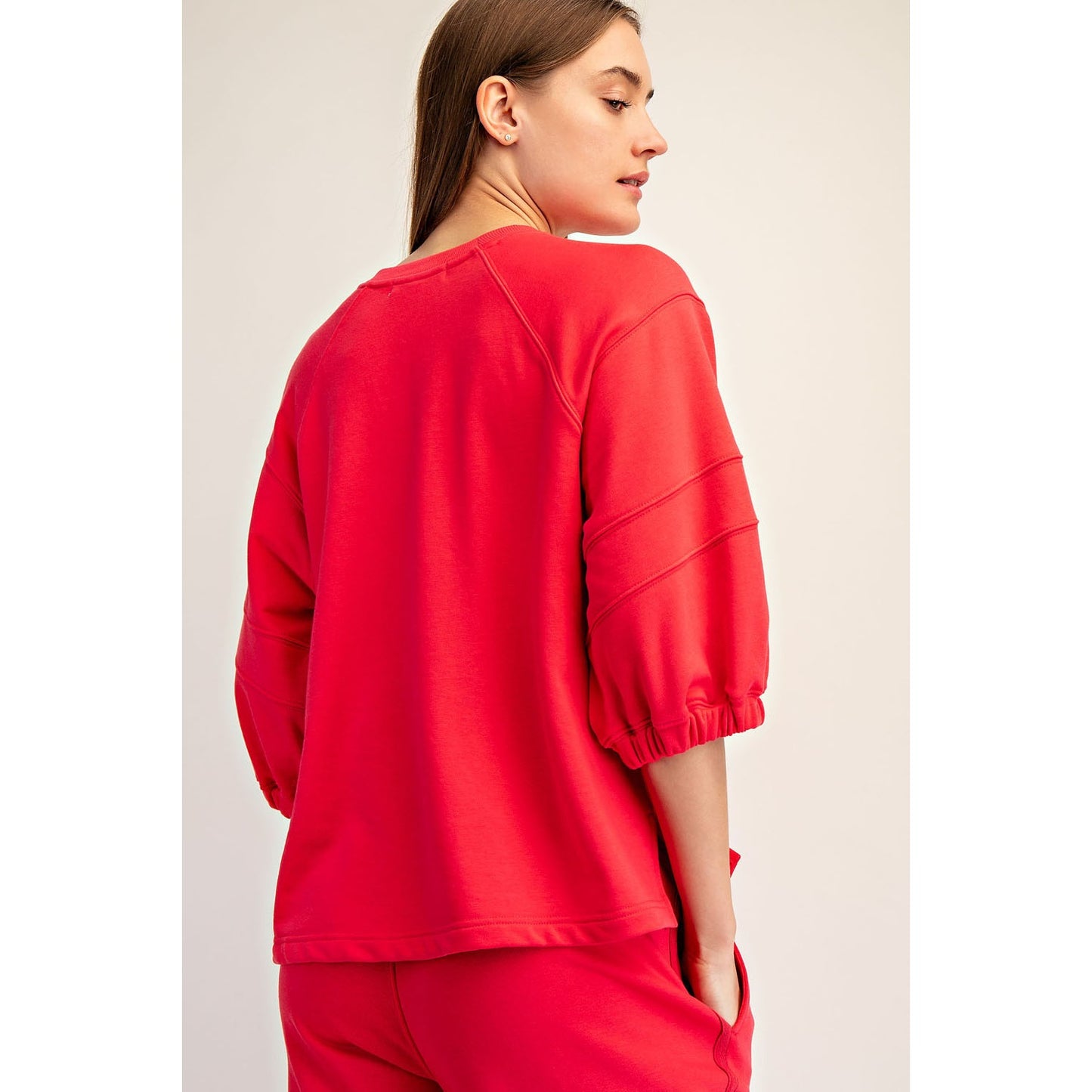 French Terry Bubbled Half Sleeve Top
