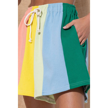 Pastel Palette Color Block Stripe Shorts