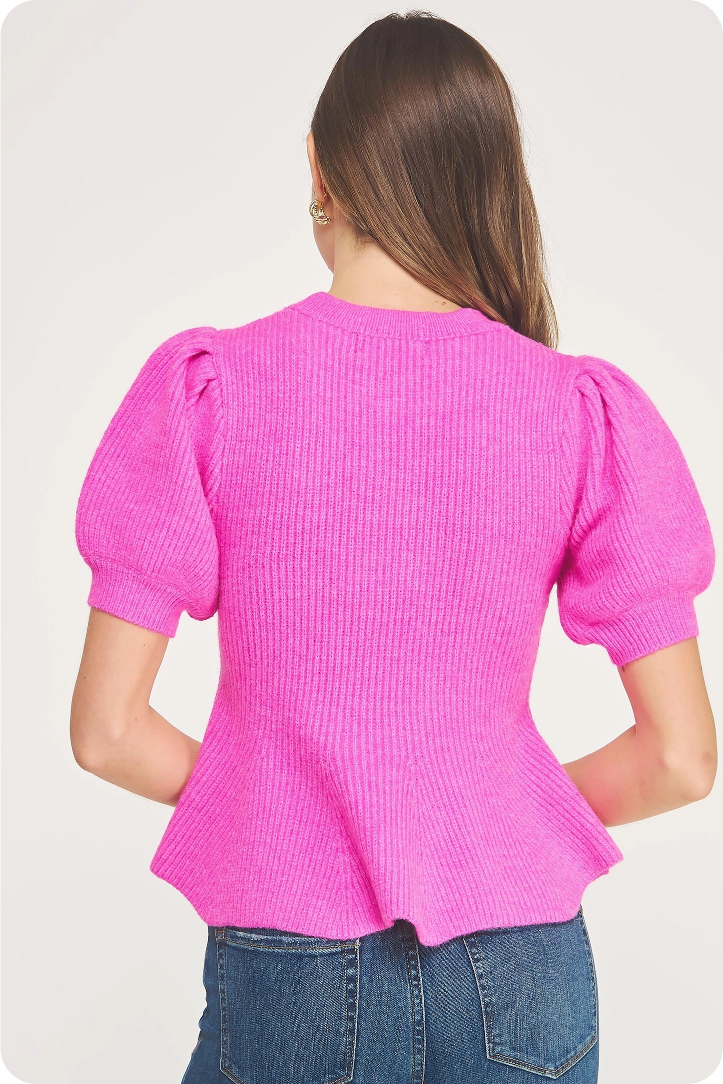 Frannie Flared Puff Sleeve Knit Top