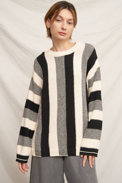 Striped Crew Neck Knit Sweater