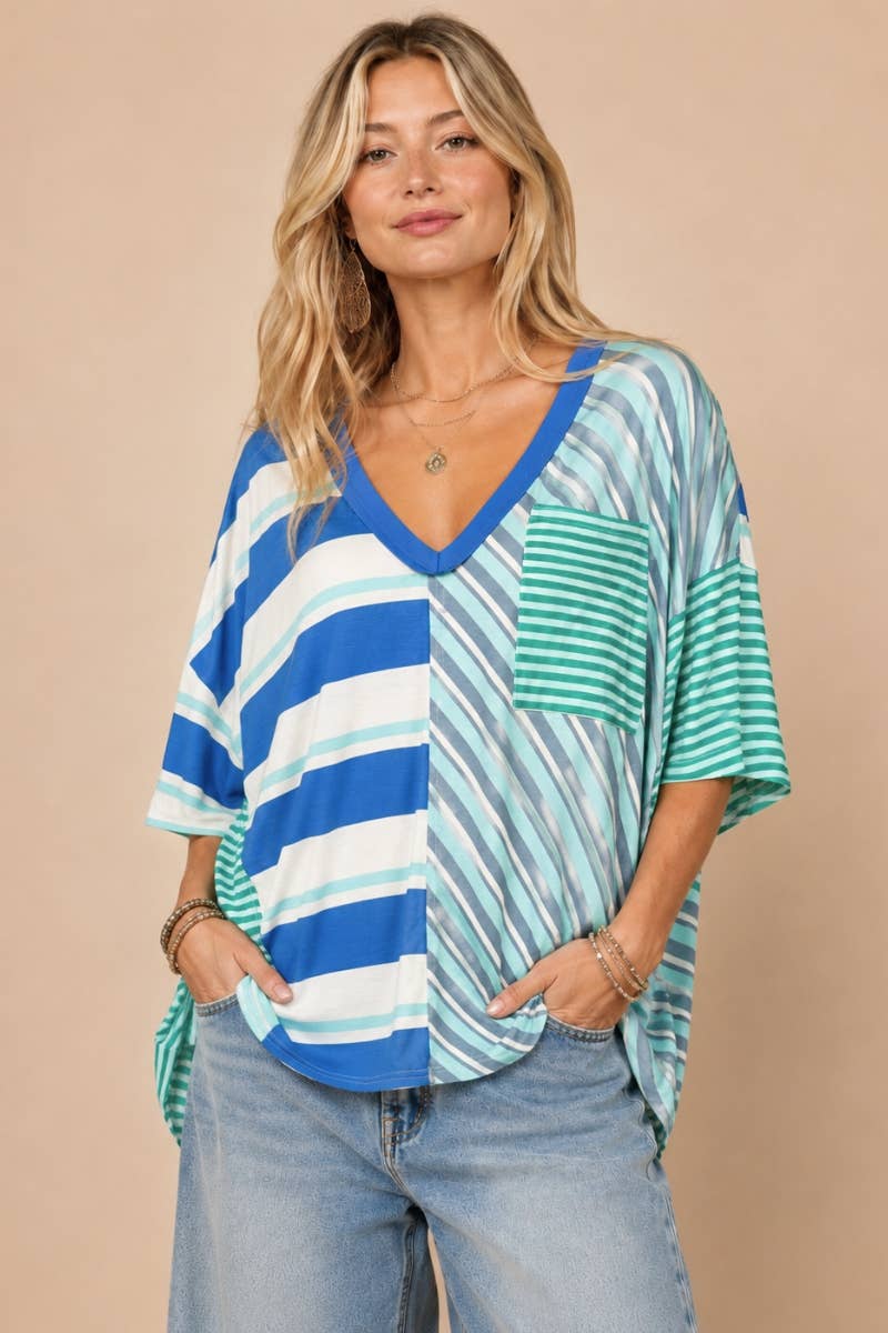 Luxe Striped V-Neck Shirt