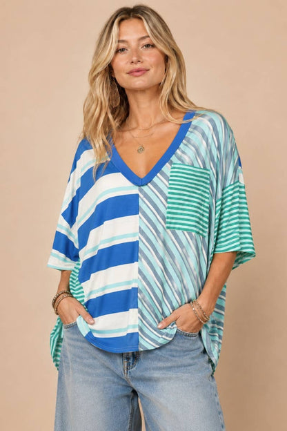 Luxe Striped V-Neck Shirt