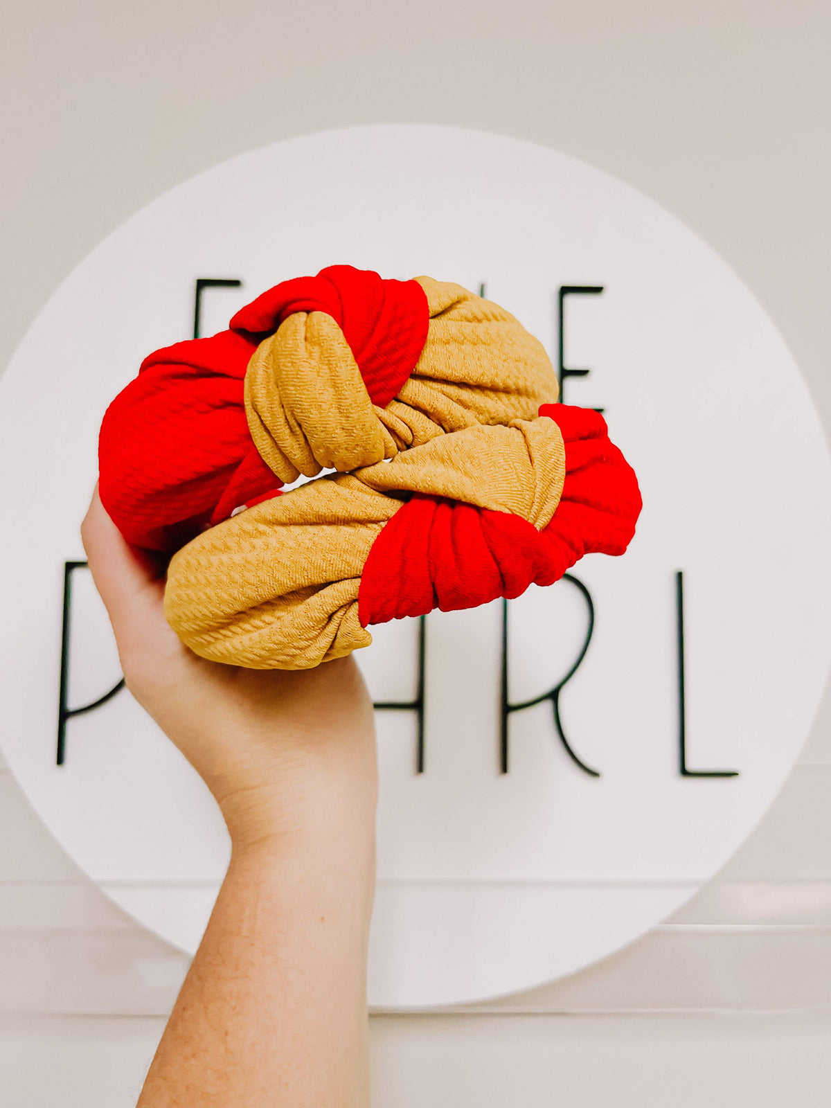 Gold Red Colorblock KC Chiefs Knotted Headband for Girls & Women