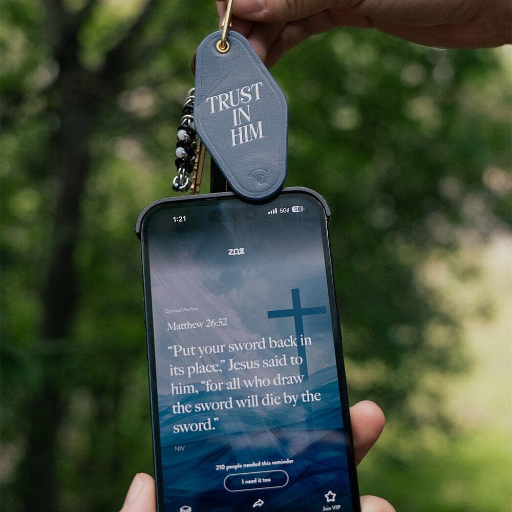 Trust In Him Bible Verse Leather Motel Keychain
