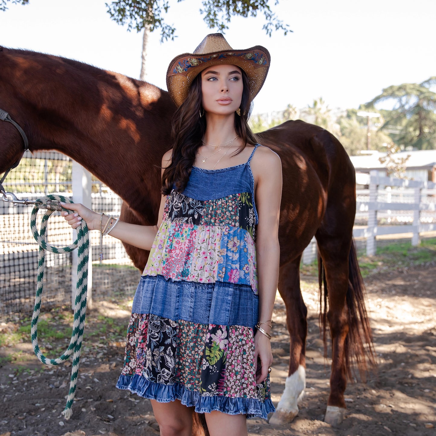Boho Babydoll Patchwork Dress