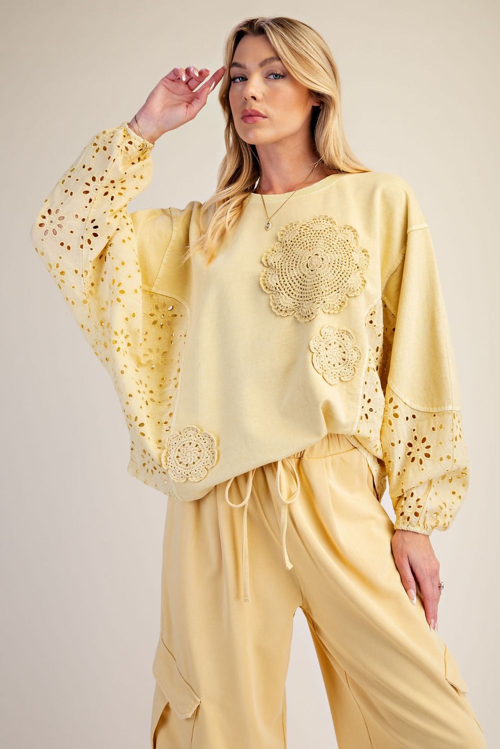 Mellow Yellow Eyelet Top