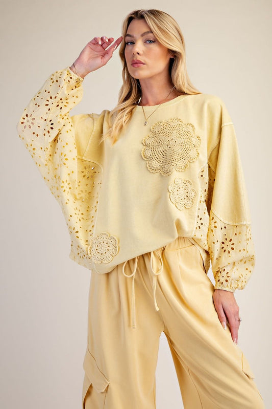 Mellow Yellow Eyelet Top