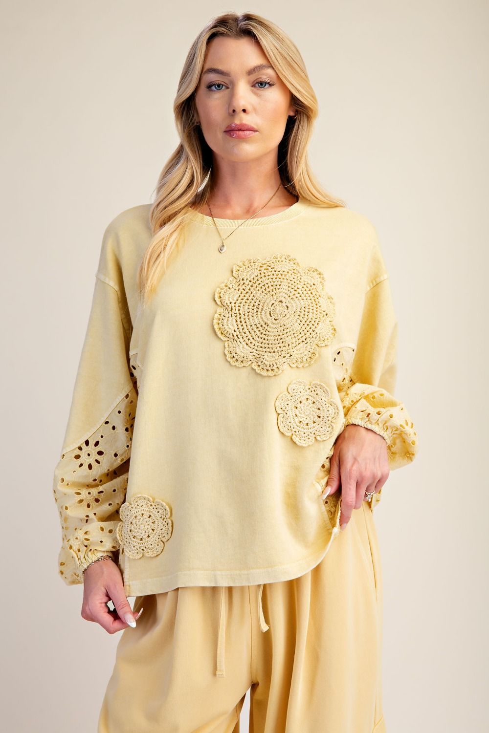 Mellow Yellow Eyelet Top