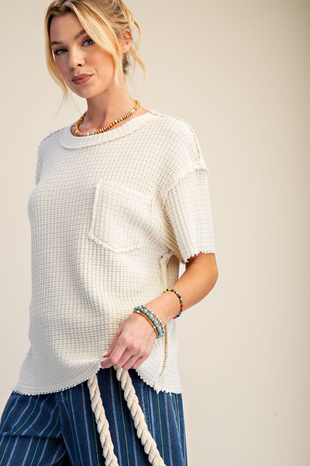 Waffle Knit Basic Tee