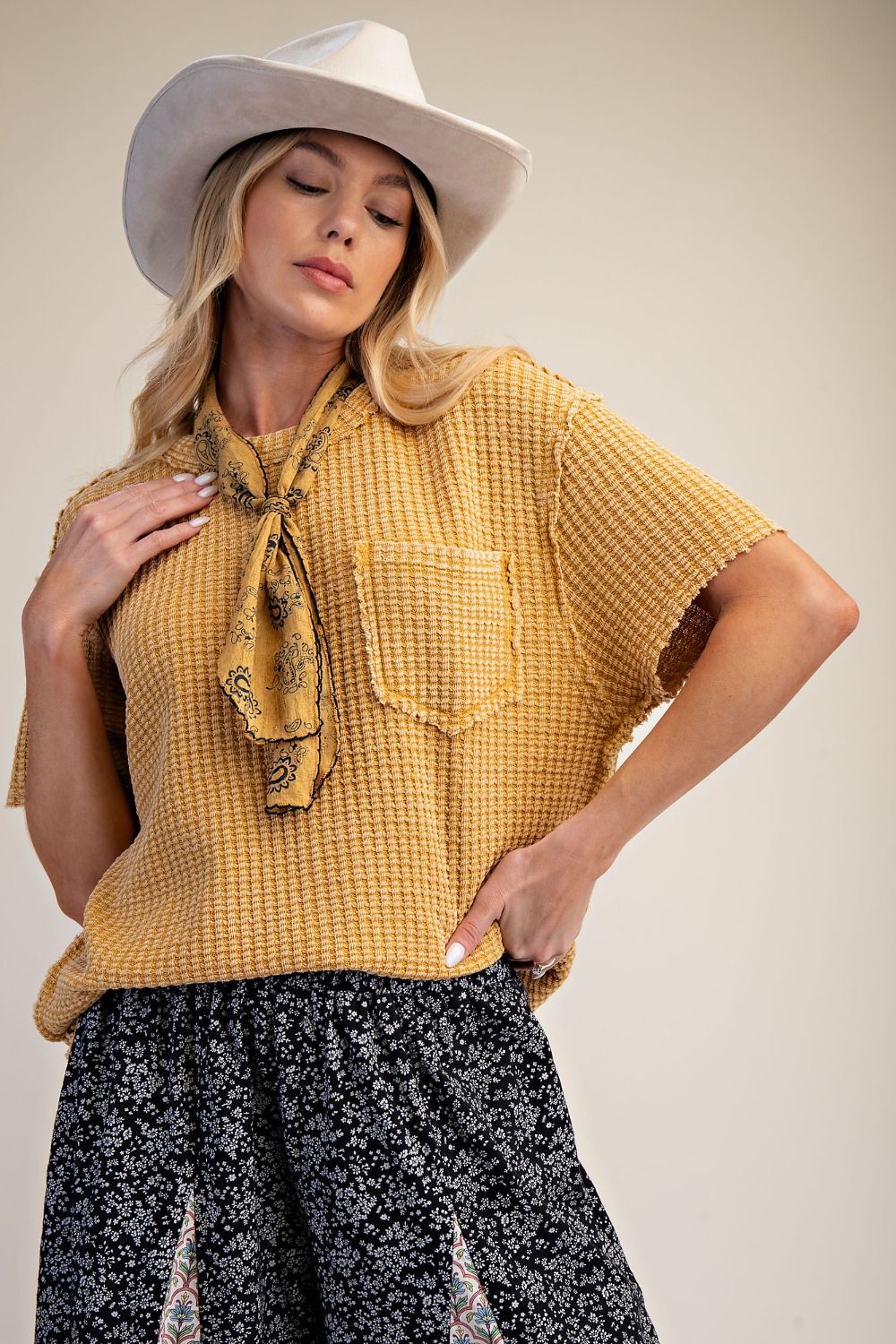 Waffle Knit Basic Tee