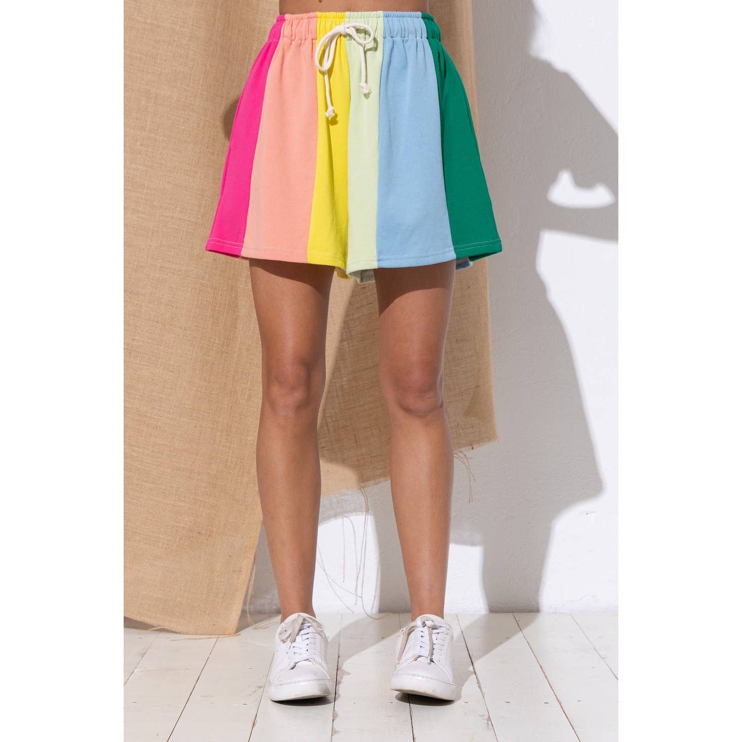 Pastel Palette Color Block Stripe Shorts
