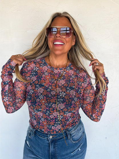 Blakeley Navy Fall Floral Mesh