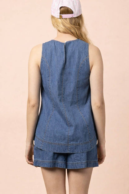 Indigo Denim Top & Shorts Set