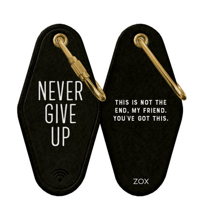 Never Give Up Leather Motel Keychain