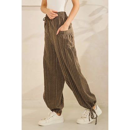 Drawstring Pants Stripe Cargo Pants