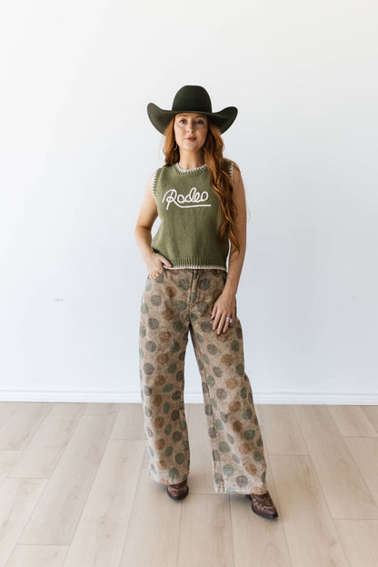 Vintage Olive Polka Dot Pants