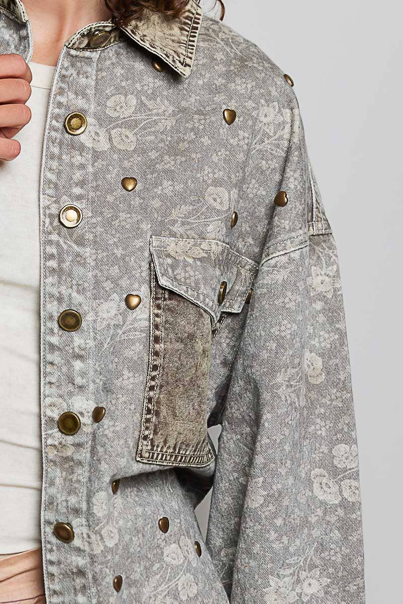 Heart Stud Vintage Shacket