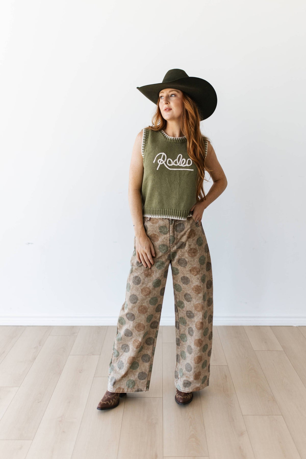 Vintage Olive Polka Dot Pants
