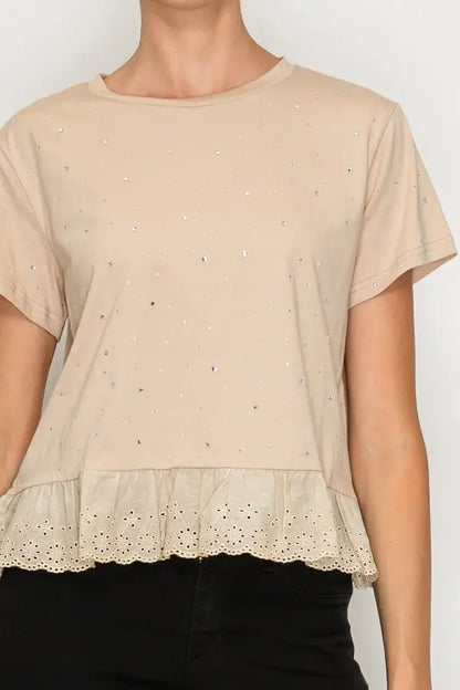 Simple Sparkle Eyelet Ruffle Top